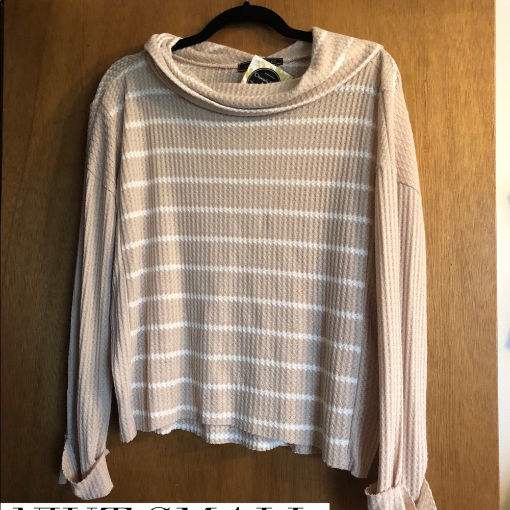 Waffle cowl neck